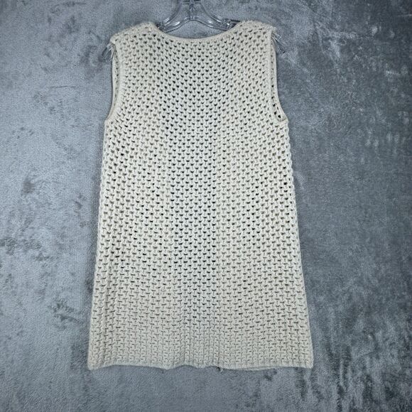 Unbranded Sweater Womens Medium Cream Crochet Open Cardigan Chunky Knit Bohemian - Picture 3 of 5